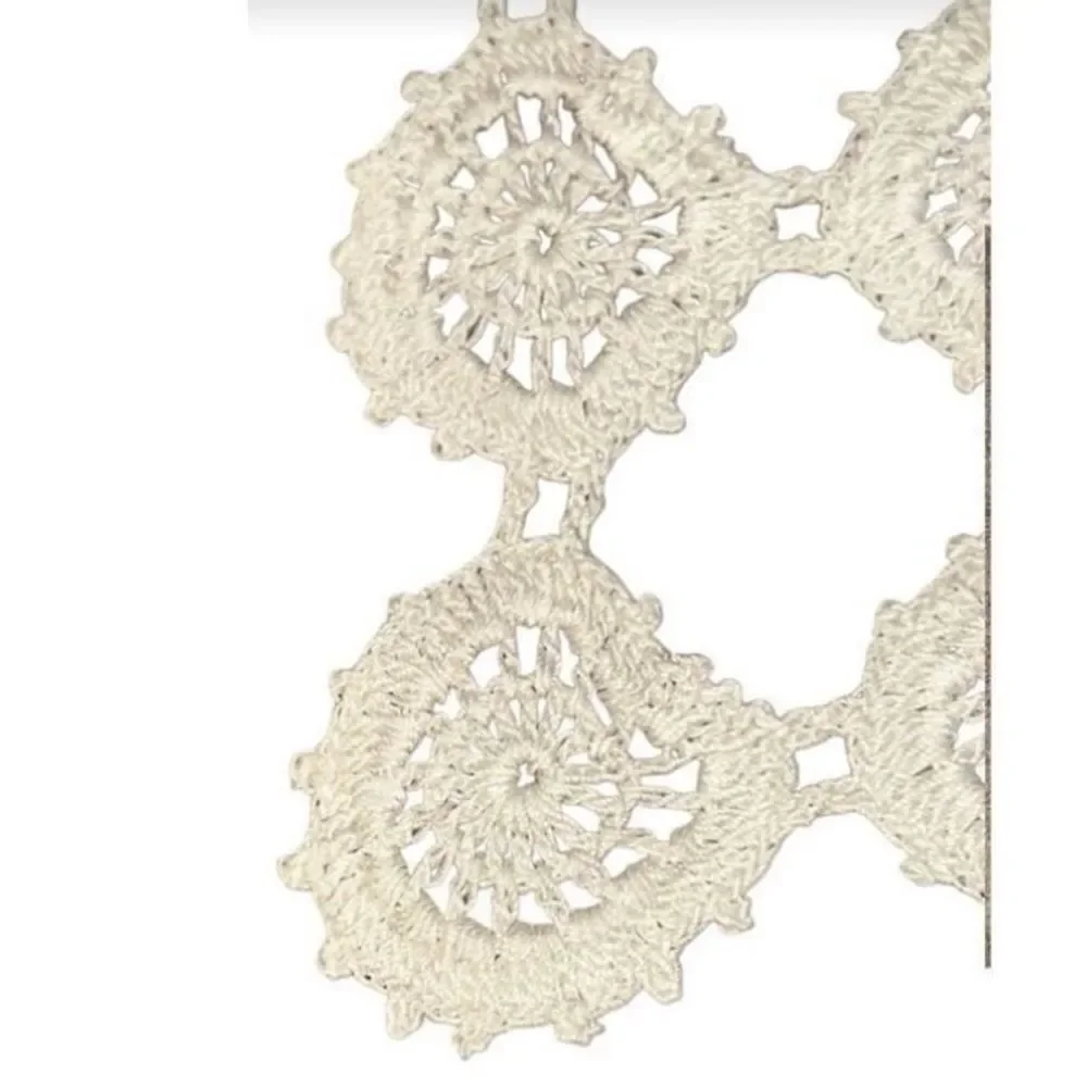 3 Antique Handmade Beige Crochet Rectangle & Square doilies ￼ 22”x 10”/10”x10”